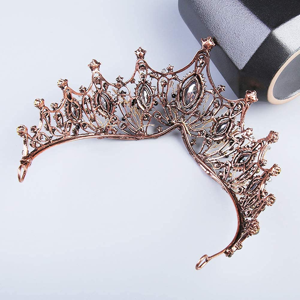 Baroque Black Queen Crown for Women, Dark Gothic Princess Tiaras and Crown Handmade Crystal Headband Birthday Tiara for Women – Wedding Halloween Faire Costume Birthday Music Festival