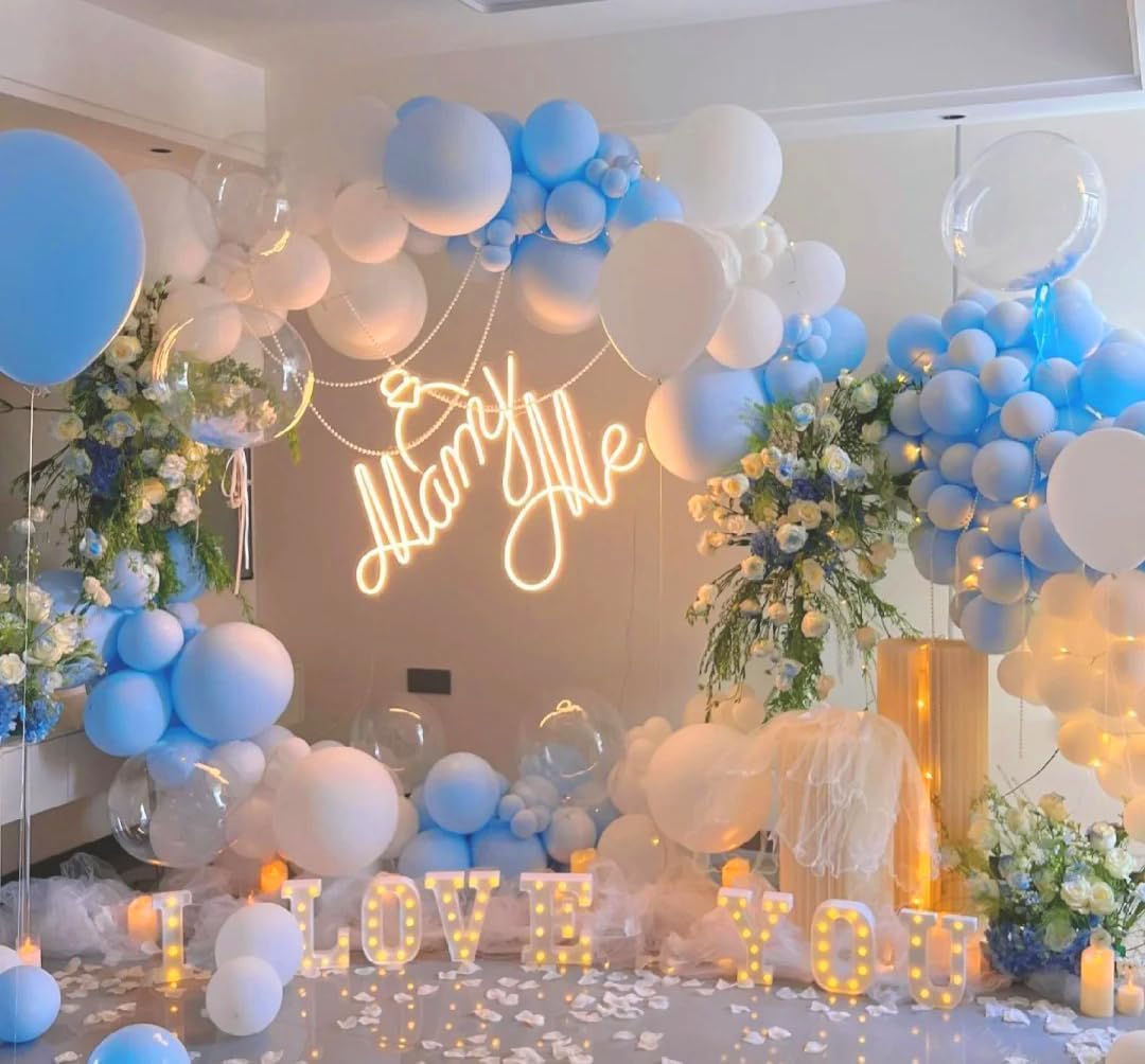 AZOWA 24 Inch Light Blue Balloons 16-Count Large Latex Round Balloons for Party Favors (Light Blue, 16 Pcs)