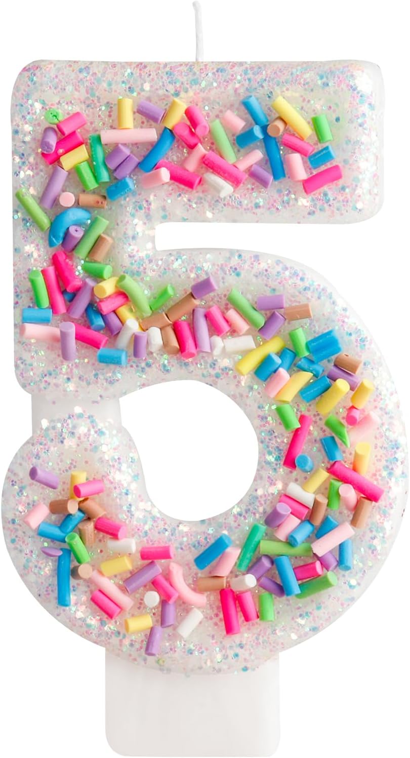 Girls Colorful Candy Birthday Candle,5th Birthday Candle for Party Supplies,Candles for Cake Decoration,2.76 inch Number 5 Girl Boy Cake Topper Wedding Anniversary Pastel Sweet Theme Party Decoration