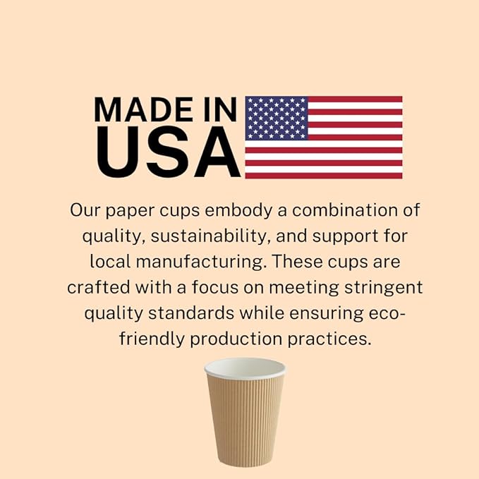 Ripple Paper Cups 8 oz 500 Pack for Coffee & Tea | Bulk 500 Count for Home, Office, Restaurants & Coffee Shops | Recyclable, Insulated, & Disposable 8 Ounce To-Go Cups for Hot Beverages