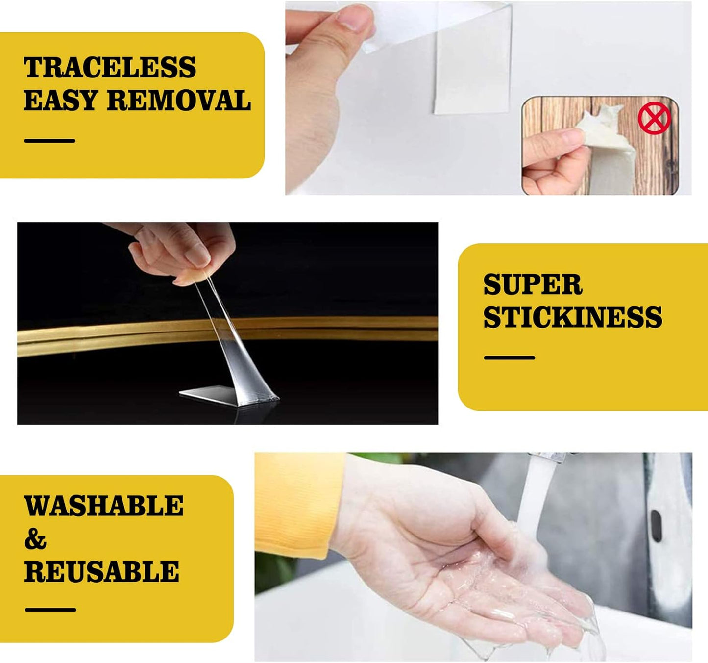 Extra Large Double Sided Tape Heavy Duty,1.2" x 200",Nano Adhesive Mounting Tape-Clear, Strong Grip Adhesive Poster Wall Tape for Decoration