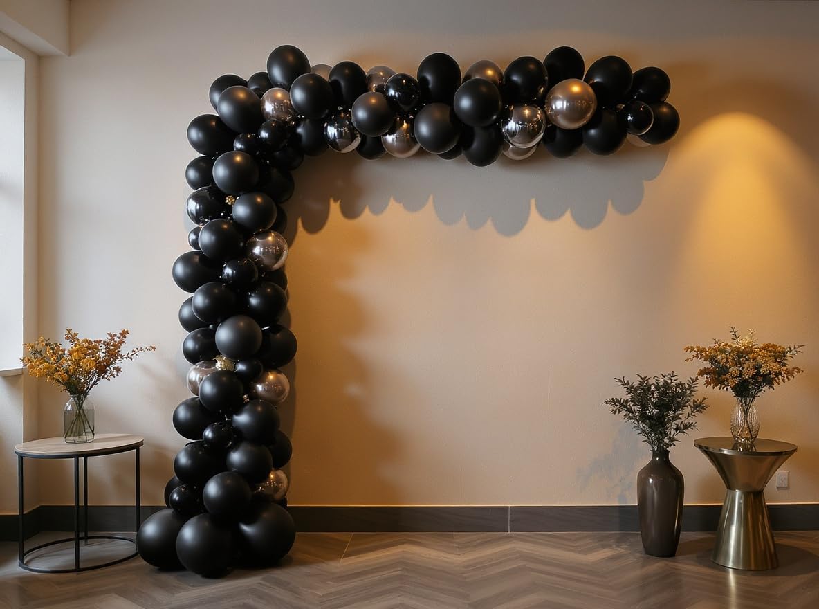 50 Pack 12 Inch Black Latex Balloons for Party Decorations, Thick Premium Balloons for Birthday, Halloween, Graduation, Corporate, Photo Backdrop, Arch & Garland, Air or Helium