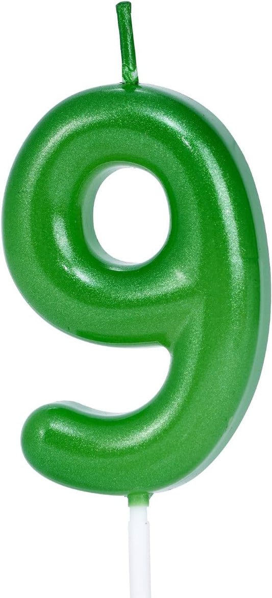 Green Number 9 Birthday Candles, Cake Toppers for Birthday/Baby Shower/Anniversary/Wedding Party Celebrating/Decorating. (Green Number 9)