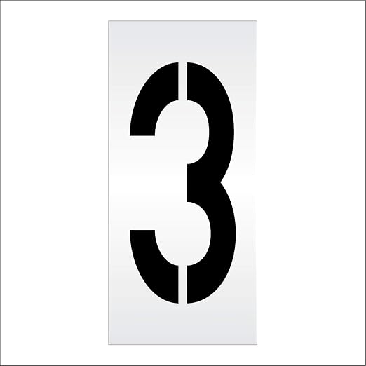 Pavement Stencils - 36 inch Single Number Stencil (Wide) - 3-36" x 16" x 1/8" (128 mil) - Pro-Grade