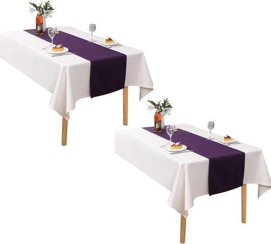 DUALIFE Purple Table Runner for Wedding, Table Runners Fit Rectange and Round Table Decorations for Birthday Parties, Banquets, Graduations, Engagements 14X108 Inches 2 Pieces