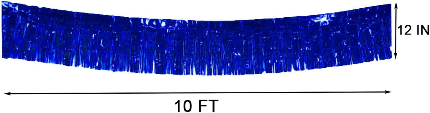 6 Packs 10 Feet Foil Fringe Garland Metallic Foil Tinsel Fringe Garland Wall Hanging Fringe Banner for Parade Floats, Wedding, Christmas，Birthday Party Halloween Decor (Blue)