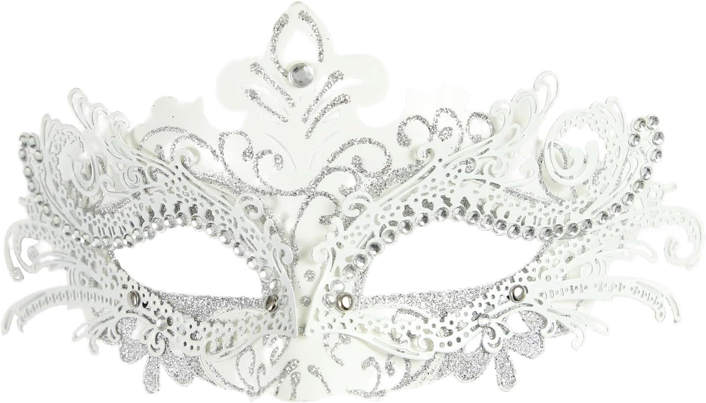 White Masquerade Mask Mardi Gras Mask for Costume Parties Halloween Venetian and Carnival