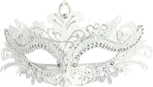 White Masquerade Mask Mardi Gras Mask for Costume Parties Halloween Venetian and Carnival
