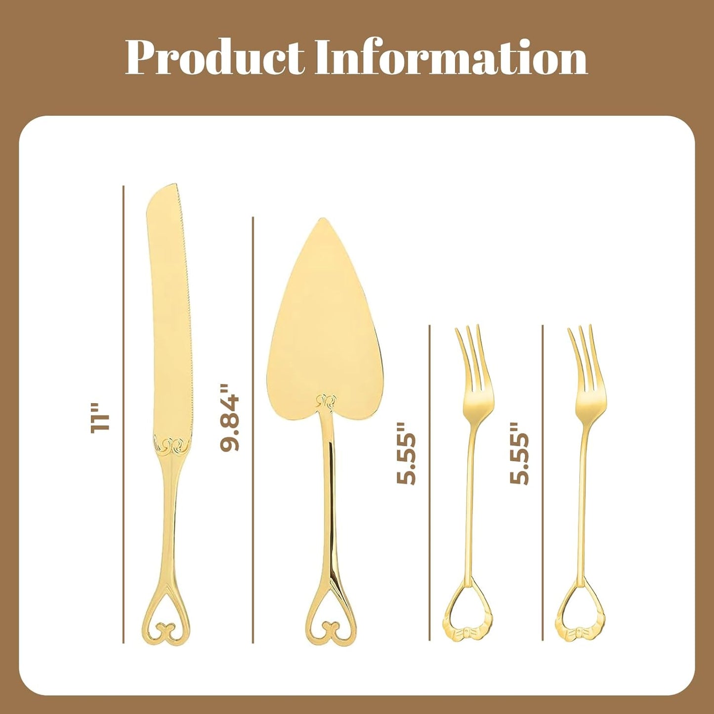 Personalized Wedding Cake Knife and Server Set Engraved Gold Cake Cutter Server Forks Custom Cake Cutting Set for Wedding Anniversary Engagement Birthday Gifts