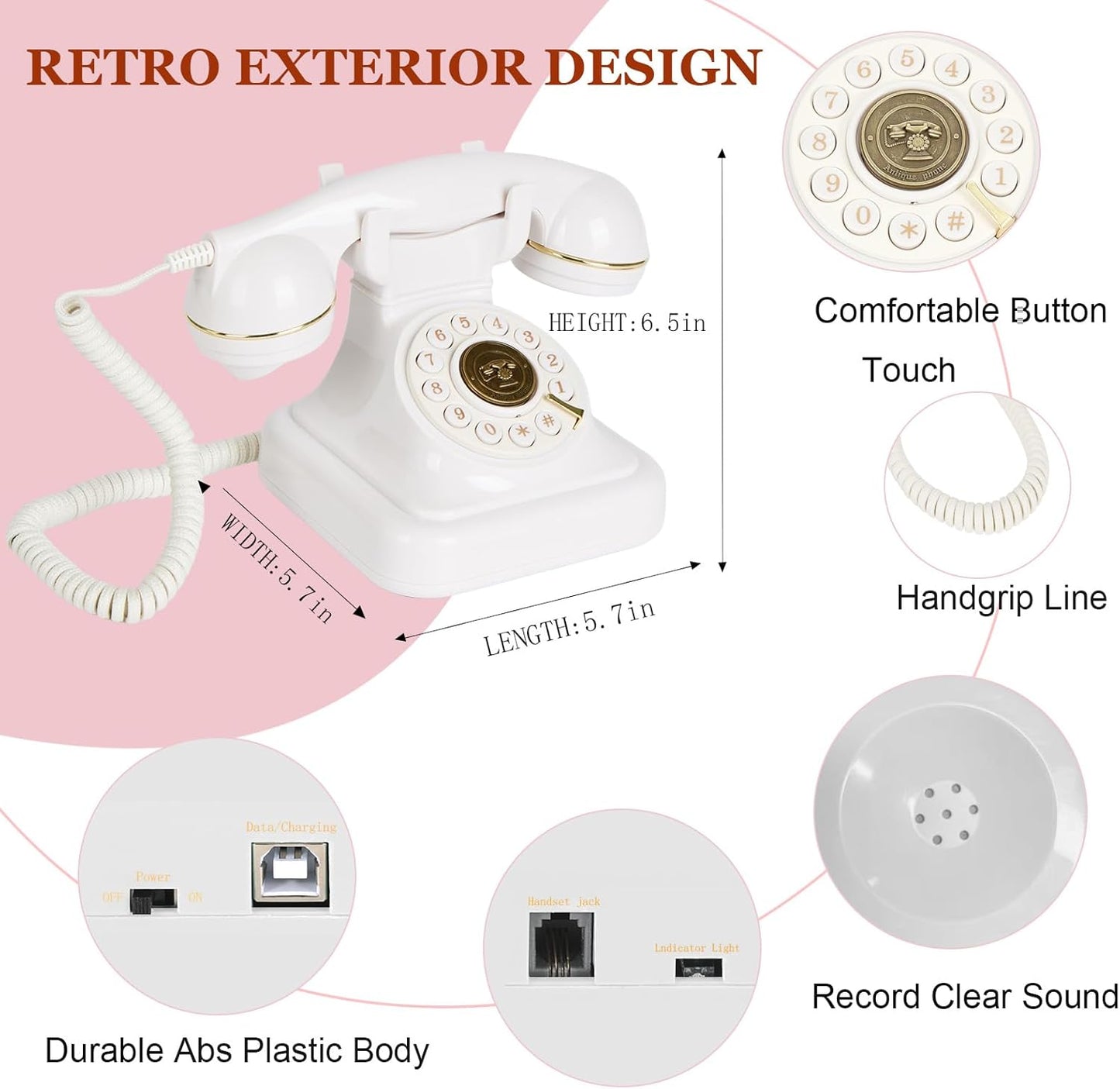 Audio Guest Book Wedding Phone, Retro Audio Phone Guestbook with Clear Voice Recording for Wedding Reception, Bridal Shower, Birthday, Baby Shower, Anniversary, Engagement