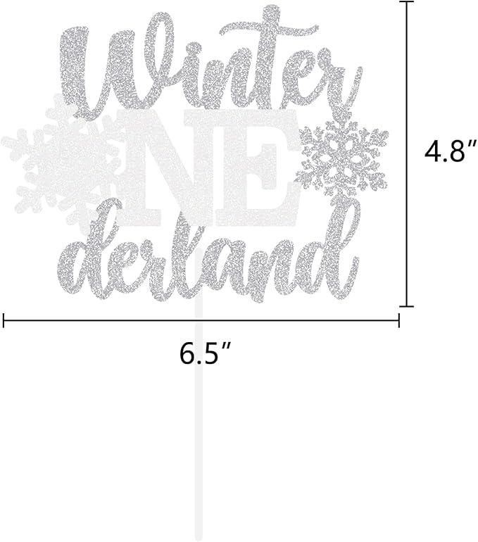 Winter Onederland Cake Topper Snowflake First Birthday Party Decoration Baby Holiday Supplies Silver White