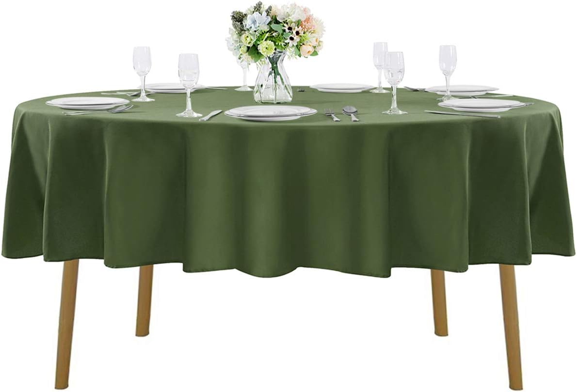 90 inch Round Tablecloth Washable Polyester Table Cloth Decorative Table Cover for Wedding Party Dining Banquet（90 inch,Willow）…