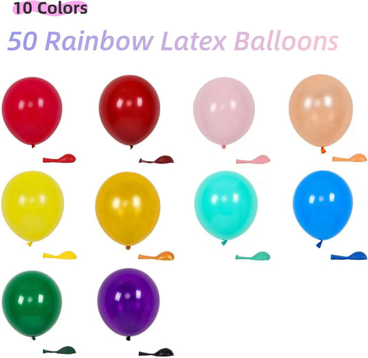 50 Pack 12 Inch Mixed Color Latex Balloons for Party Decorations, Thick Eco‑Friendly Balloons for Birthday, Wedding, Baby Shower, Graduation, Holiday, Arch & Garland, Air or Helium