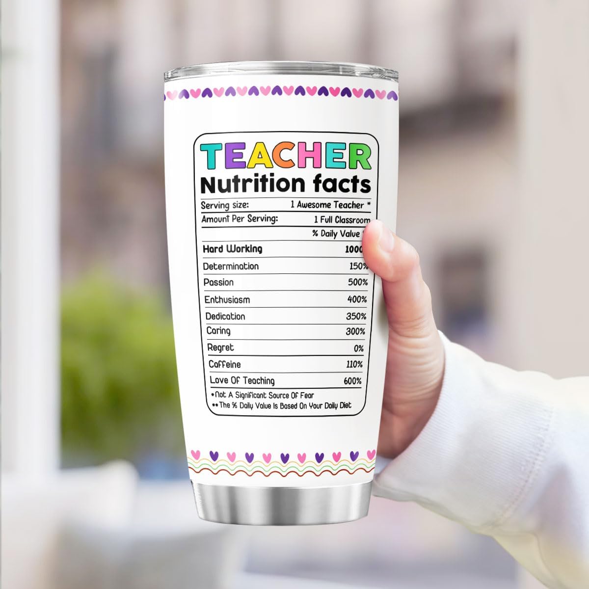 Teacher Gifts, Tumbler 20 Oz With Lid And Straw, Music For Stainless Coffee Tumblers Steel Pack Women Appreciation Gift Cups, Teachers Nutrition Facts