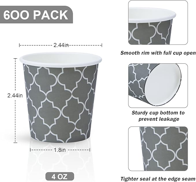 Lamosi 600 Pack 4 oz Paper Cups, Disposable Paper Coffee Cup, Small Espresso Cups for Bathroom, Mouthwash, Home, Party and Office