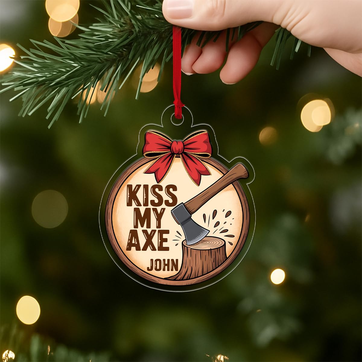 Personalized Kiss My Axe Adult Ornament, Funny Christmas Tree Decoration, Adult Ornament, Funny Ornament, Woodworker Holiday Ornament Acrylic Ornament – Personalized Christmas