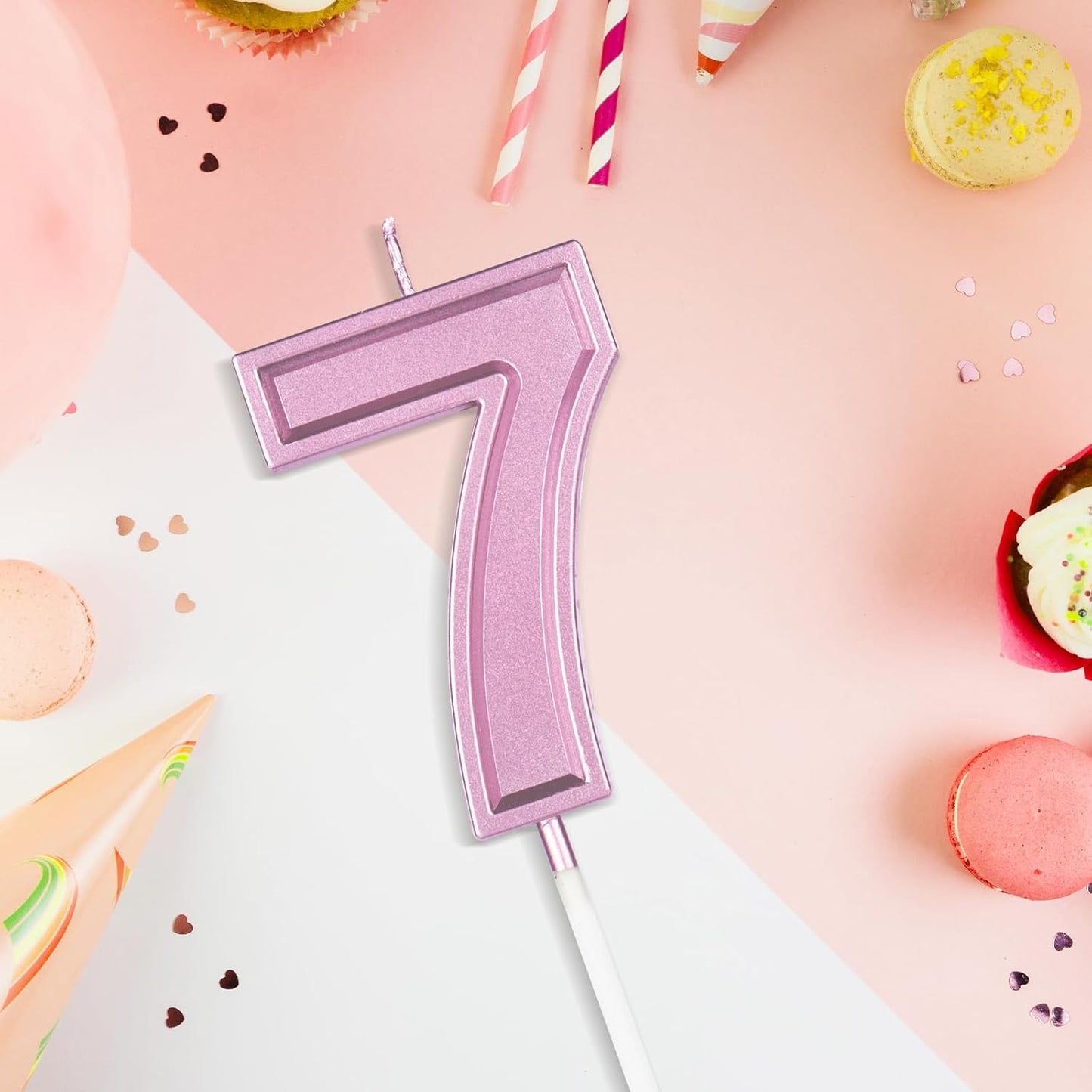 BEAN LIEVE Rose Gold Birthday Candles Number 7, Rose Gold Number Candles, Cake Number Candles for Birthday Parties and Wedding Anniversary Celebrations