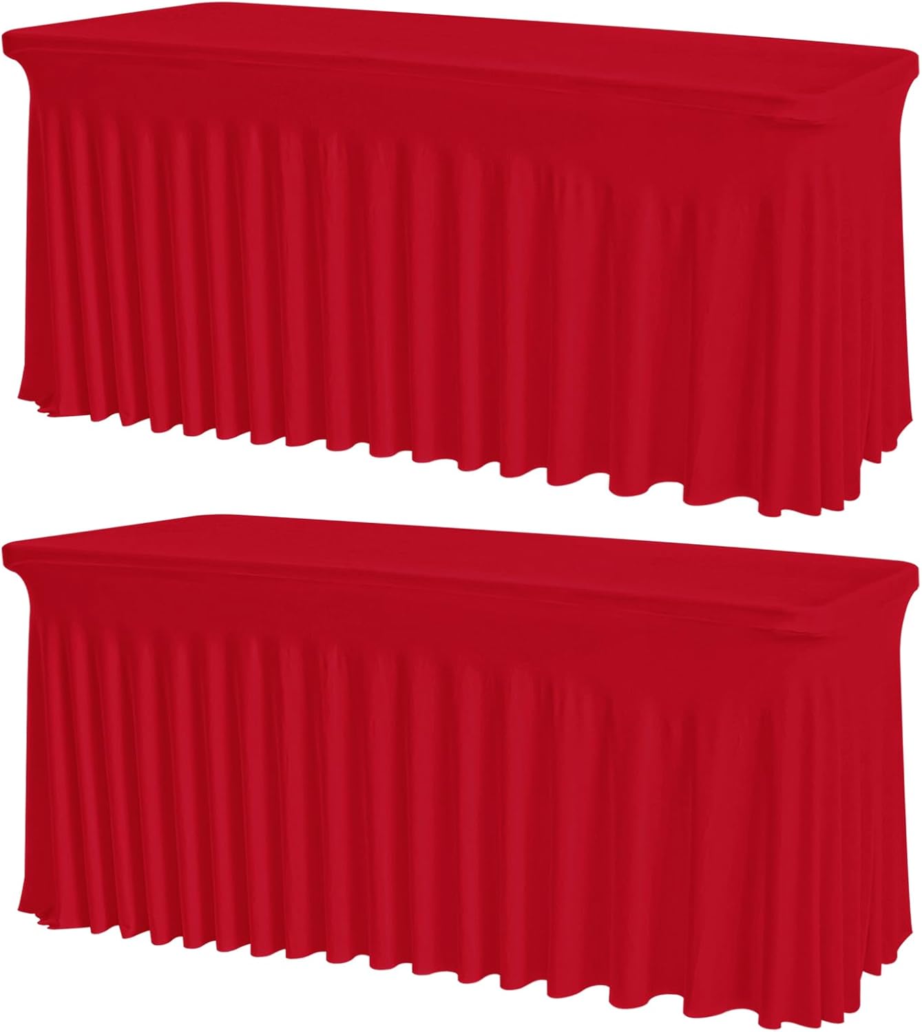2 Pack Red Spandex Tablecloths for 6FT Tables – Stretch Fitted Wrinkle-Free & Washable Table Covers – Reusable Rectangle Tablecloths for Weddings, Parties, Banquets, Buffets, and Events