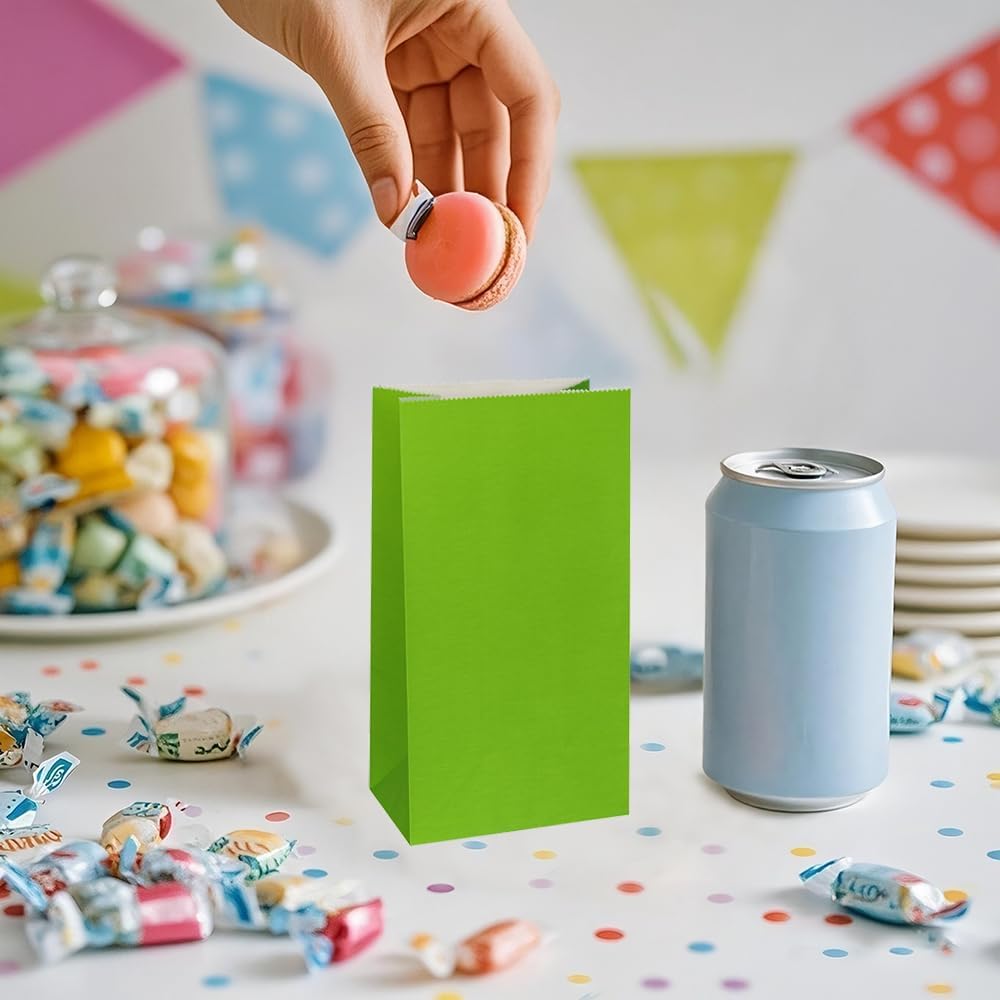 KEYYOOMY Green Paper Bags Small Green Paper Lunch Bags Party Favor Bag Goodie Bag for Wedding Birthday Party (72 CT, 3 Sizes)