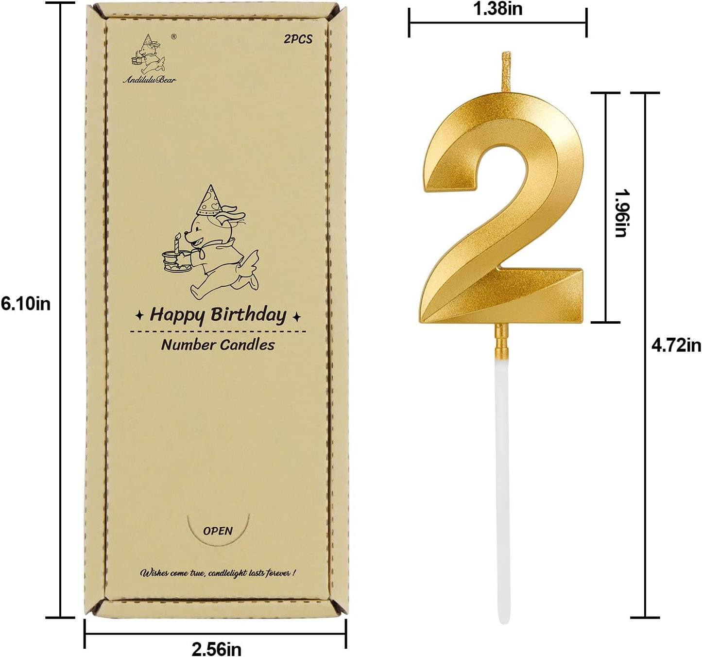Birthday Candles, 1.96 Inch Number 27 Happy Birthday Candles, Number Candles Decoration for Birthday Party and Anniversary Celebration(Champagne Gold)