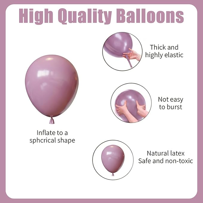Dusty Purple Balloons Arch Kit,130pcs Lavender Latex Balloon Garland,Different Size Light Purple Balloons for Baby Shower,Graduation,Birthday Party Decorations