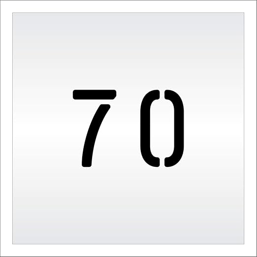 Pavement, Curb, and WheelStop Stencils - 4 inch Double Number Stencil - (70) - 4" x 5.5" x 1/16" (63 mil) - Light-Duty