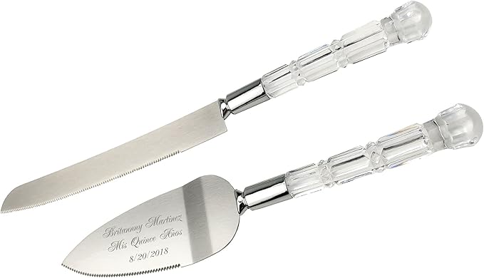 GIFTS INFINITY Personalized Wedding Cake Knife and Server Set with Engraving – Cake Cutting Utensil Set, Keepsake Gift for Wedding, Anniversary, Reception, Birthday & Other Occasions (CT-101QA)