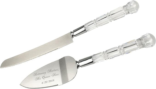 GIFTS INFINITY Personalized Wedding Cake Knife and Server Set with Engraving – Cake Cutting Utensil Set, Keepsake Gift for Wedding, Anniversary, Reception, Birthday & Other Occasions (CT-101QA)