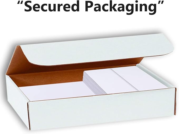 Hamilco Card Stock Folded Blank Cards with Envelopes 3 1/2 x 4 7/8" Scored White Cardstock Paper 80lb Cover - 100 Pack