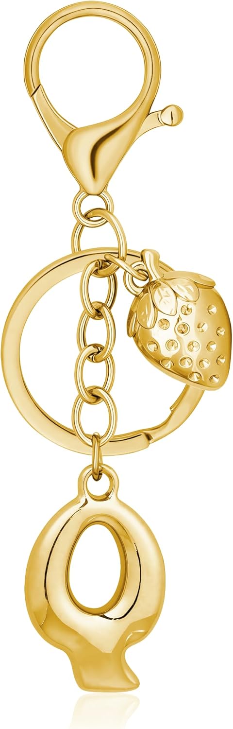 Gold Bubble Heart Initial Bag Charms for Handbags – Cute Initial Letter Keychain for Women, Purse Charms, Gold Gift