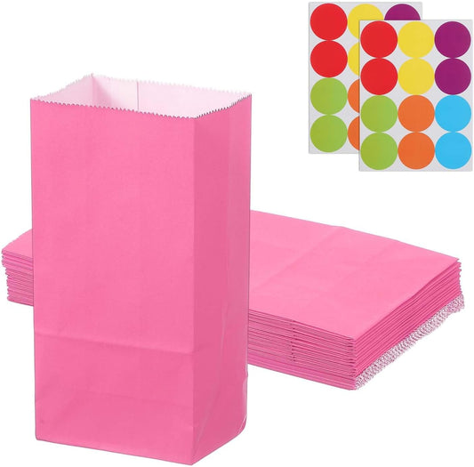PATIKIL Party Favor Bag, 24 Pcs 3.5x2.4x7.1 Inch Mini Paper Candy Bags Gift Treat Celebration Halloween Goody Birthday Wedding Party with Stickers, Rose Red