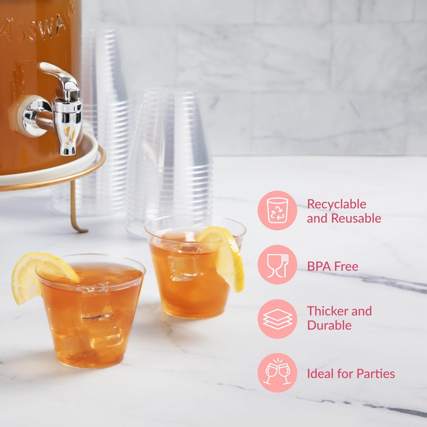 Prestee Pack of 400 Small Clear Plastic Cups - 5oz Disposable Cocktail Glasses - Stackable Plastic Party Tumblers for Serving Wine, Champagne, Punch, Soda, or Snacks