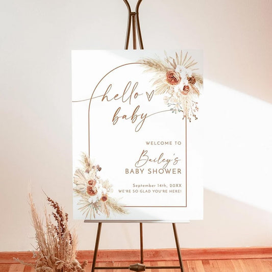 Generic Personalized Boho Shower Welcome Sign, Boho Boy Baby Shower, Neutral Baby Shower, Oh Baby Shower Decorations, Baby Announcement Sign, Baby Boy Shower Yard Sign, Full Size, Vesion #7