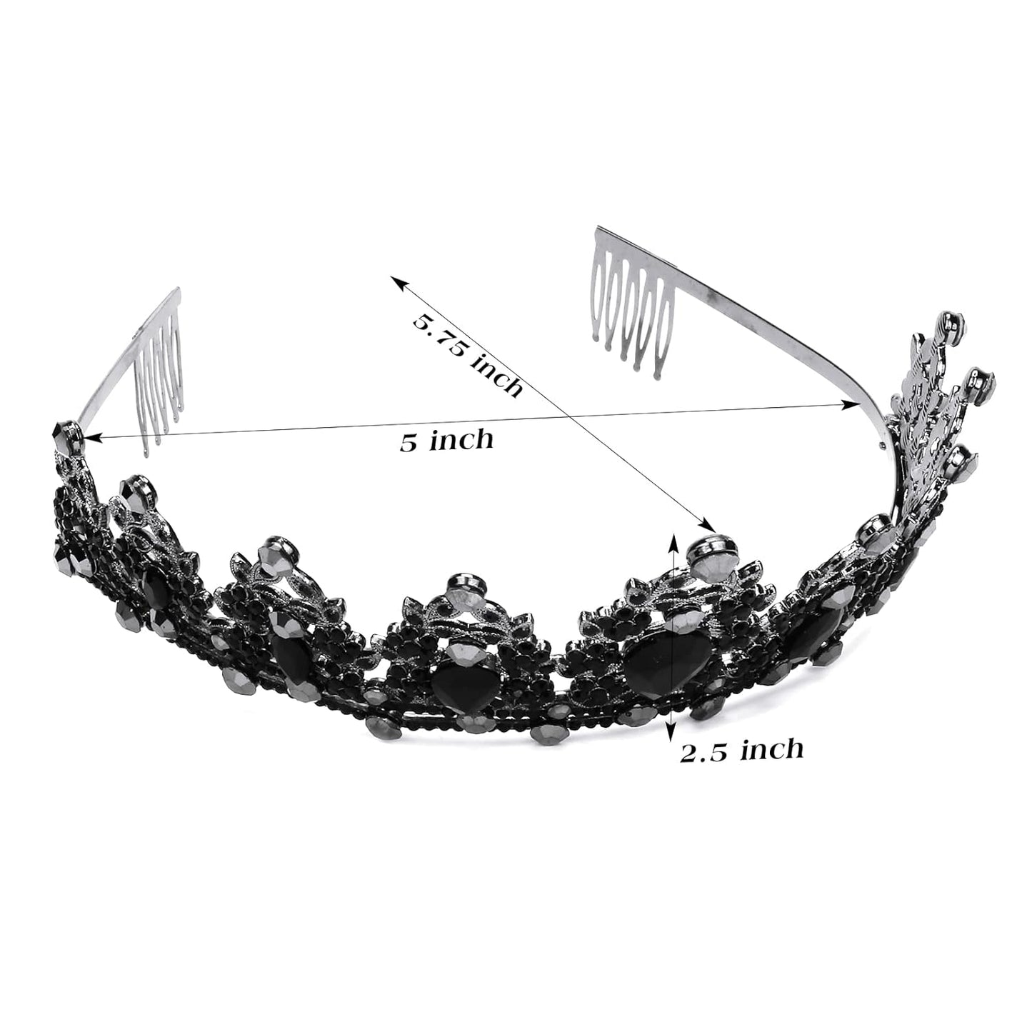 CAVETEE Crown for Women Gothic Crown Headpiece Halloween Decorations Birthday Tiara Vintage Rhinestones Black Baroque Queen Crown Wedding Bridal Crown Black Tiaras and Crowns for Women Girls