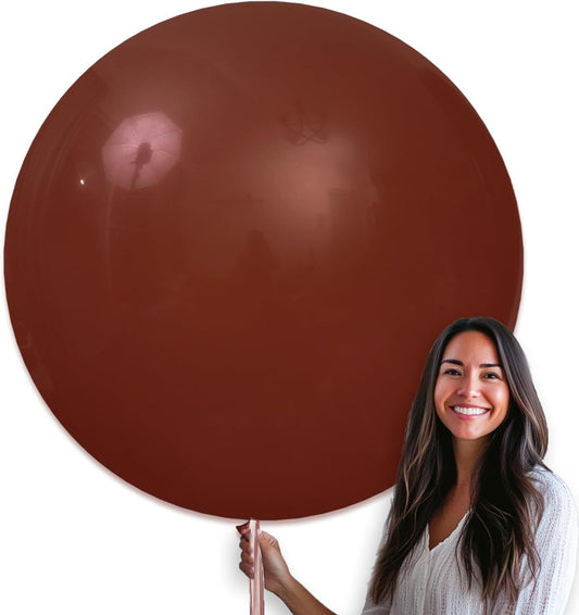 PartyWoo Brown Balloons 4 pcs 36 Inch Extra Large Big Jumbo Giant Dark Brown Boho Neutral Coffee Latex Helium Balloons for Wedding Baby Shower Gender Reveal Birthday Party Decorations Brown-F08