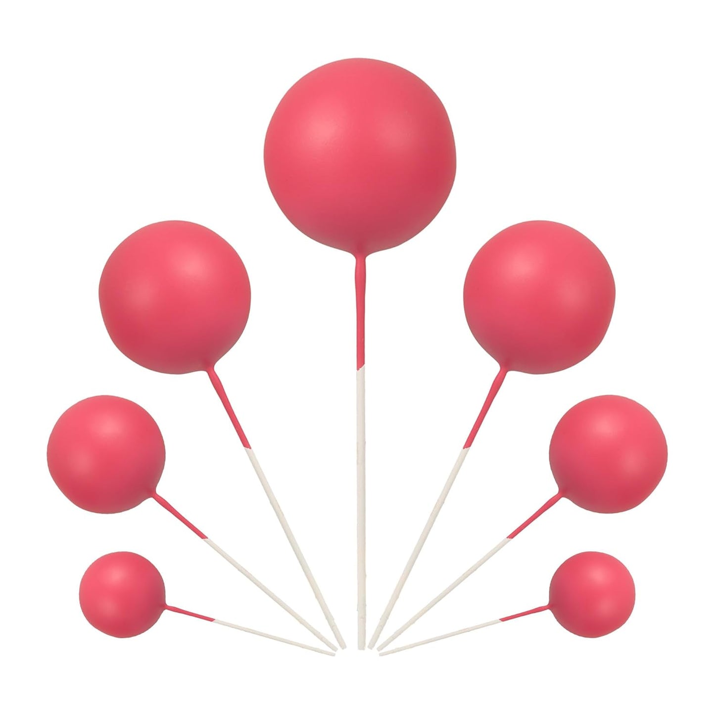 Gyufise 30Pcs Balls Cake Toppers Ball Cake Picks Foam Ball Shaped Cupcake Toppers Mini Balloons Baby Shower Cake Decorations for Wedding Enaggement Bridal Shower Birthday Party Supplies Rose Red