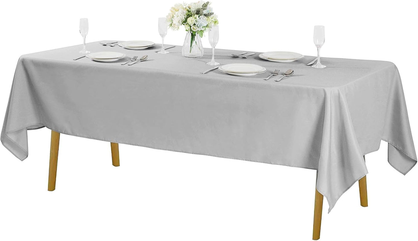 Rectangle Tablecloth 60x102 inch Washable Polyester Fabric Table Cloth for Wedding Party Dining Banquet Decoration（60x102, Silver）