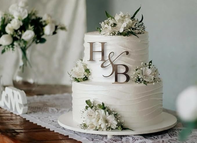 Personalized Wedding Cake Charm, Custom Monogram Side Topper - 30 colors to choose from