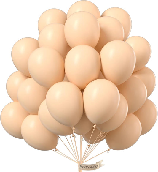 PartyWoo Nude Balloons 101 pcs 12 Inch Beige Apricot Latex Neutral Latex Helium Balloons for Thanksgiving Graduation Baby Shower Gender Reveal Boho Theme Birthday Party Decorations Apricot-F05