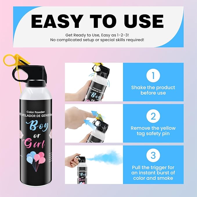 Gender Reveal Fire Extinguisher 2 Pack Boy Blue Extinguishers for Baby Reveal Gender Reveal Decorations Smoke with Power for Party Blue Smoke Color Powder for Reveal Party Ideas Color Run