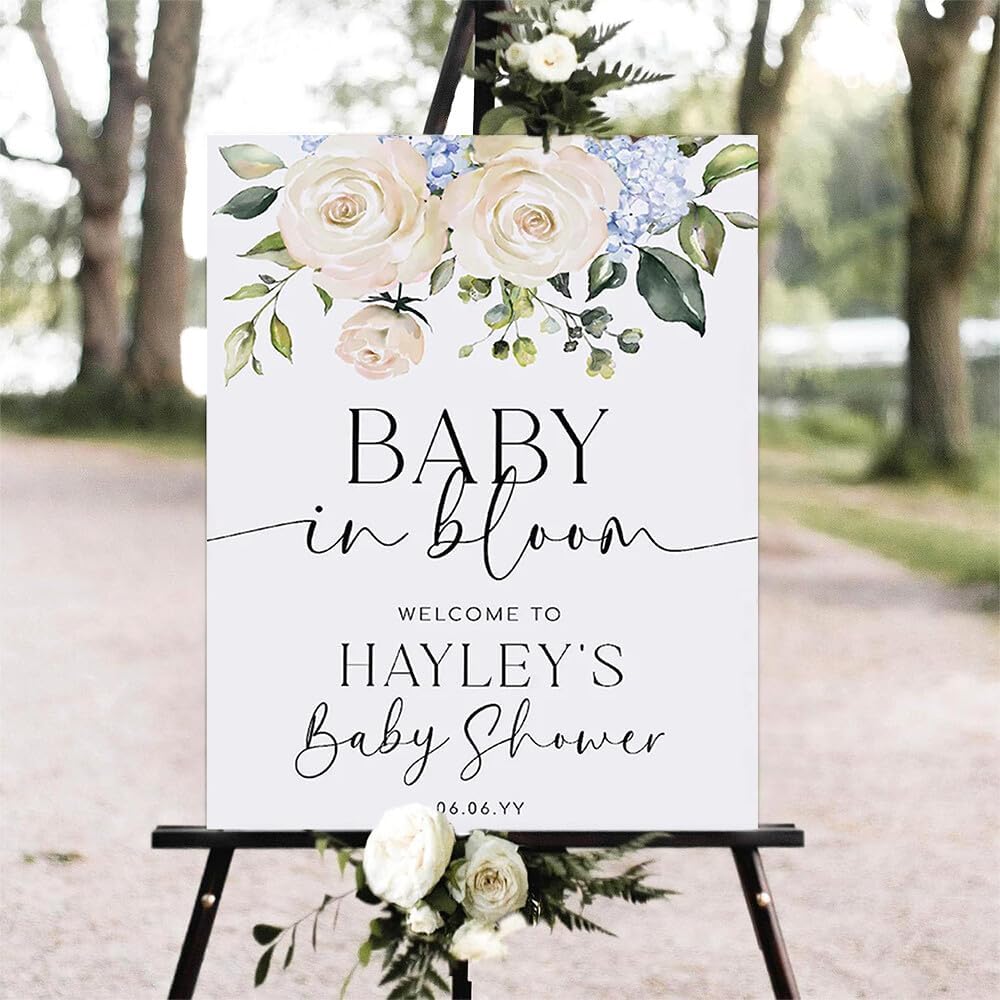 Editable Baby Shower Sign, Floral, Plastic, Full Size, 12 x 27 inches, Welcome to Baby Shower