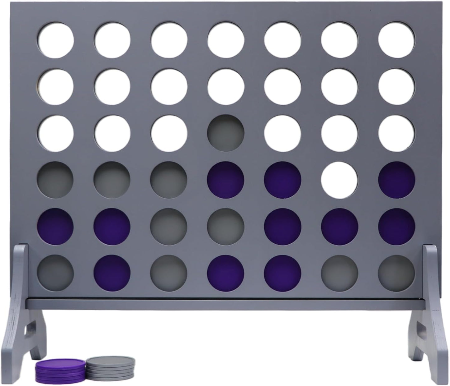 Tailgating Pros Premium Grey Giant Four in a Row with Carrying Case - Jumbo Oversized Outdoor Yard Game - Connect Multiple Pucks in a Row to Win - Many Puck Colors Available!