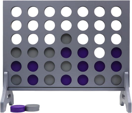 Tailgating Pros Premium Grey Giant Four in a Row with Carrying Case - Jumbo Oversized Outdoor Yard Game - Connect Multiple Pucks in a Row to Win - Many Puck Colors Available!