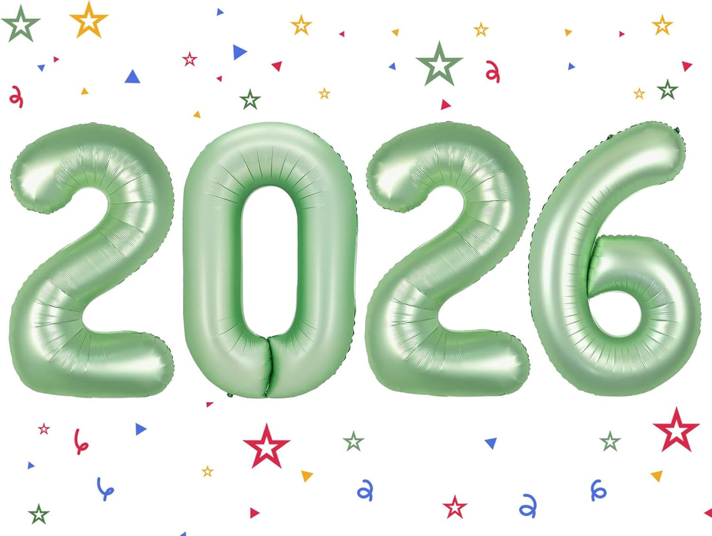 2026 Balloon - Oliver Green Birthday Number Balloons, 40 Inch Large Foil Balloons for Men Women Boys Girls Oliver Green Themed Birthday Decorations，Number 2026 Balloon