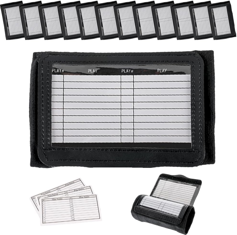 DD QB Playbook Wristband Youth and Adult Size - Black Football Quarterback Play Wristbands for Adult and Youth - Wrist Coach for All Sports with 3 Compartments
