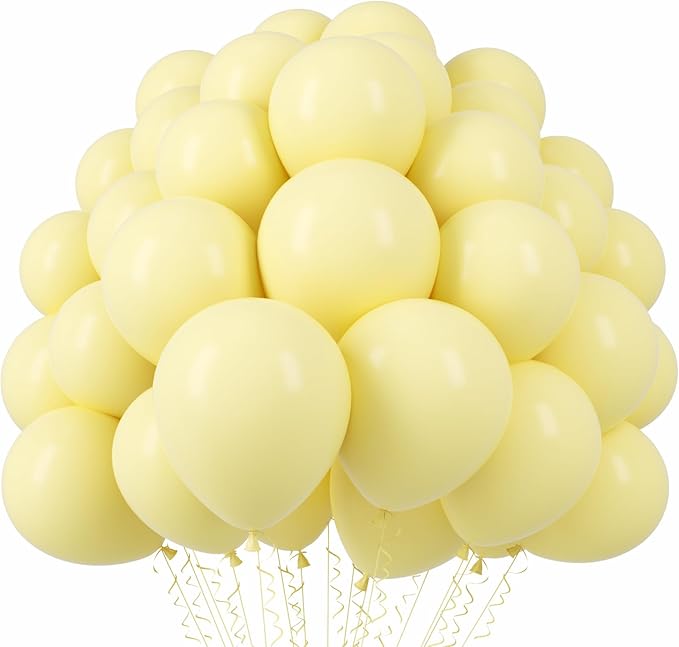110pcs Pastel Yellow Balloons 12inch Light Yellow Latex Party Balloons for Graduation, Easter, Wedding, Birthday, Bridal Shower, Sunflower Party, Baby Shower, Anniversary Party Decorations