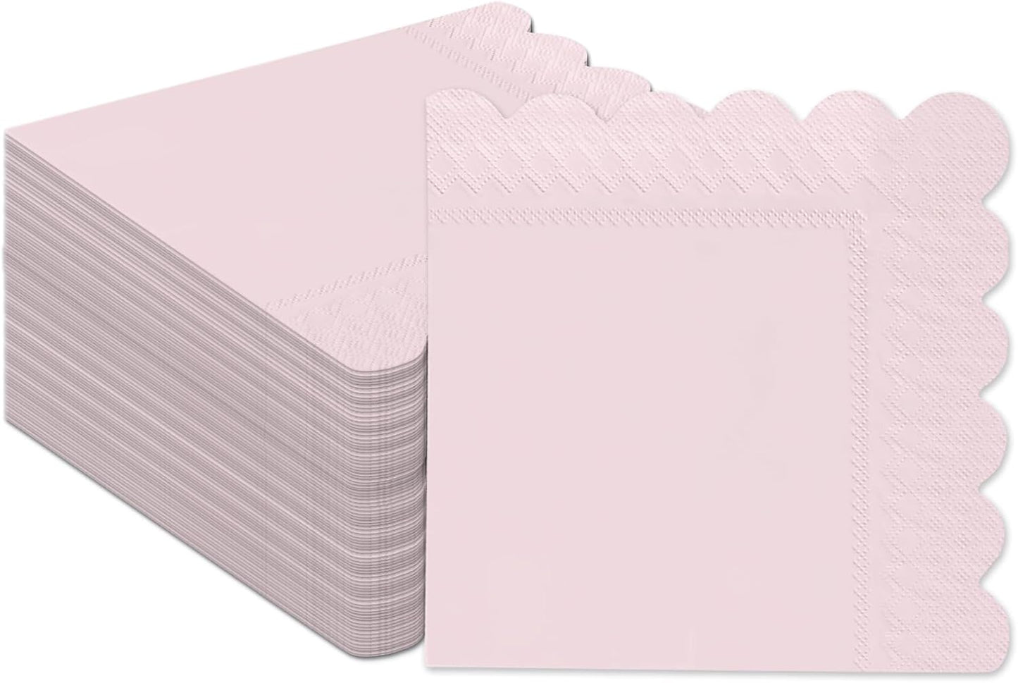 qiqee Grapefruit Pink Cocktail Dinner Napkins 5x5inch Disposable Beverage,Wedding, Birthday Party Dessert Wave Paper Napkins(120 Count)