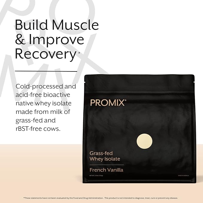 ProMix Nutrition Whey Protein Isolate Powder, Vanilla - Grass-Fed - ­Post Workout Fitness & Nutrition Shakes, Smoothies, Baking & Cooking Recipes - Gluten-Free & Keto-Friendly - 2.5 Pound (Pack of 1)