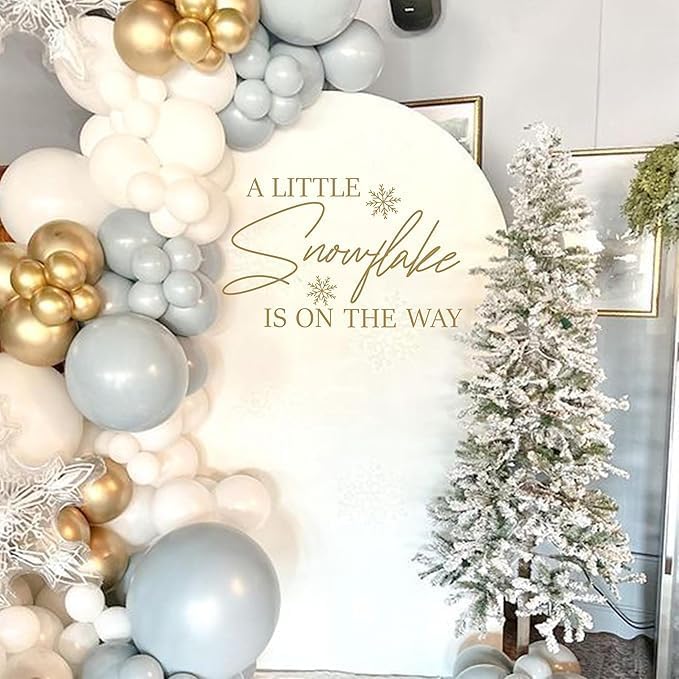A Little Snowflake is On The Way Stickers Decoration - Welcome Sign Decal for Balloon Arch,Winter Wonderland Theme Baby Shower Stickers,Baby Shower Decorations for Winter (Snowflake Decal)