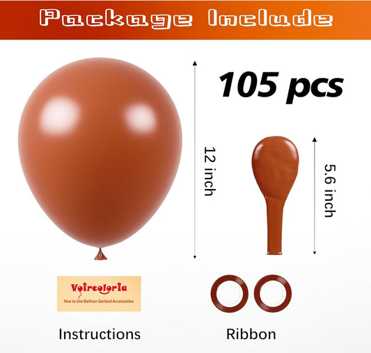 105pcs Coffee Balloons 12inch Party Latex Balloons for Boys Girls Birthday Baby Shower Gender Reveal Wedding Sunflower Party Decorations